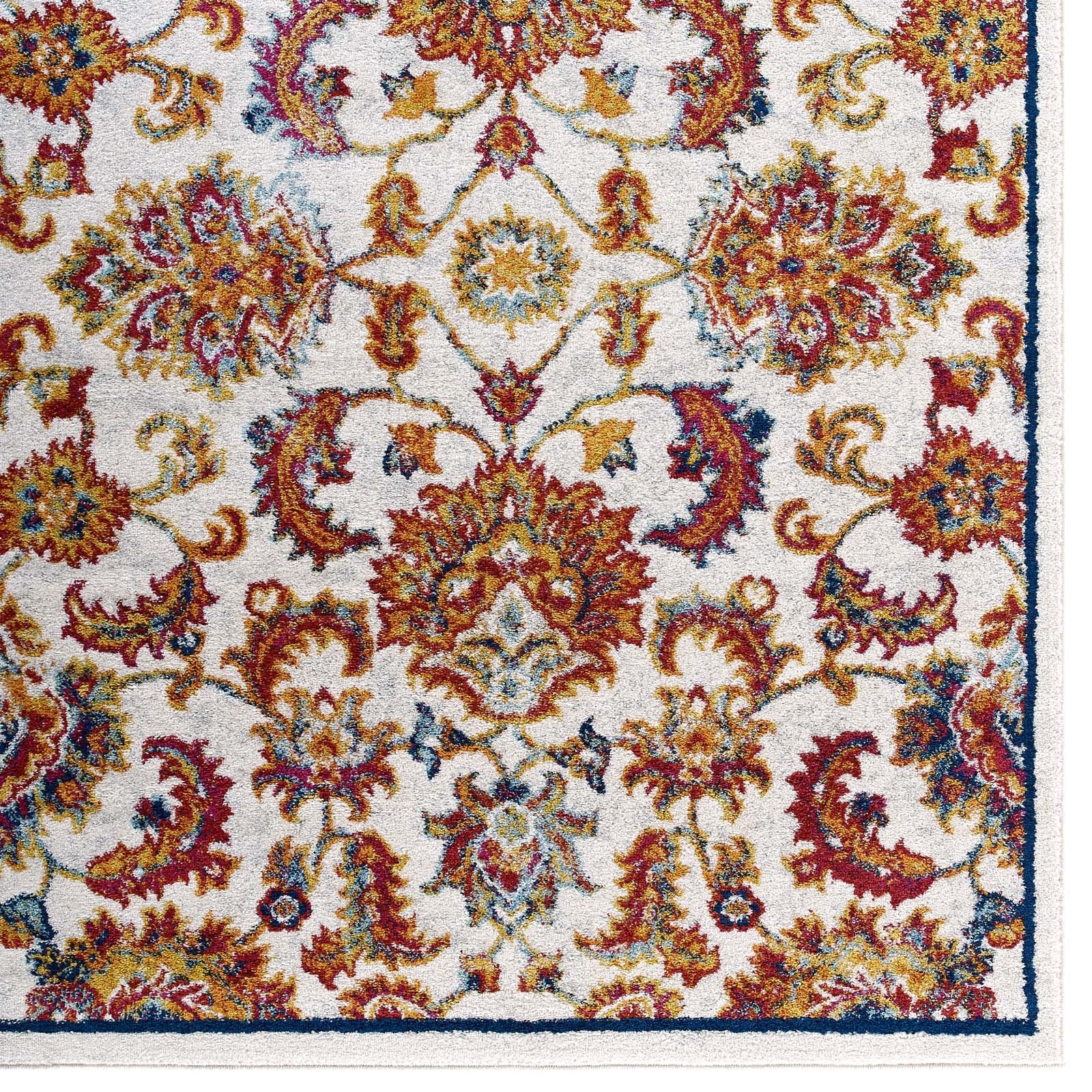 Entourage Azami Distressed Vintage Floral Lattice 8x10 Area Rug by Modway