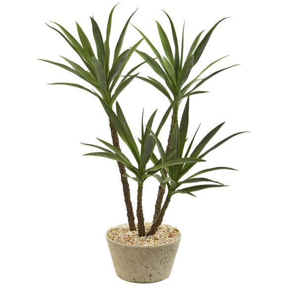 46" Yucca Artificial Plant in White Planter