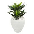 26" Double Agave Artificial Plant in White Planter
