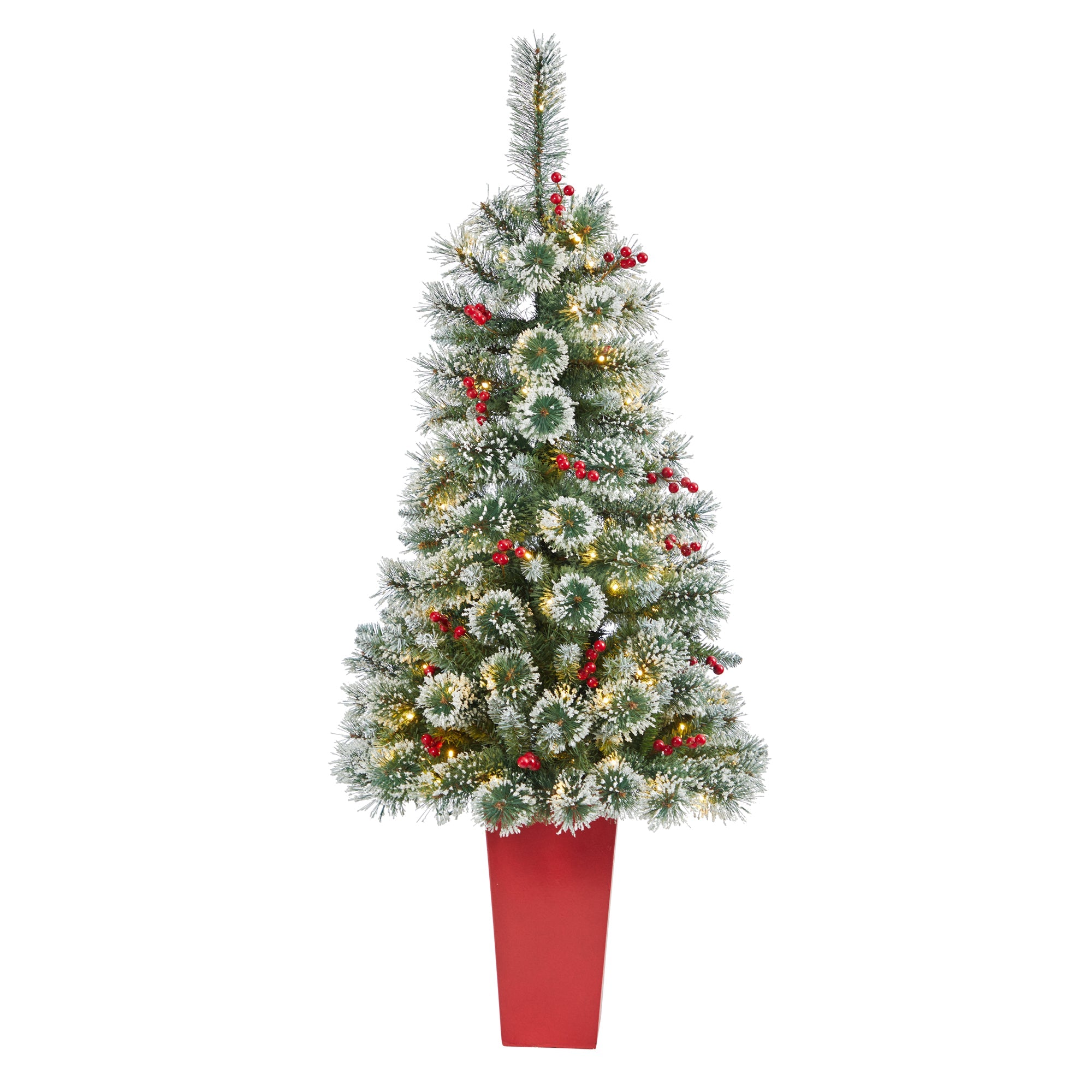 52' Frosted Swiss Pine Artificial Christmas Tree w/ 100 Clear LED Lights