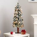 3' Flocked Gr& Alpine Artificial Christmas Tree w/ 50 Clear Lights