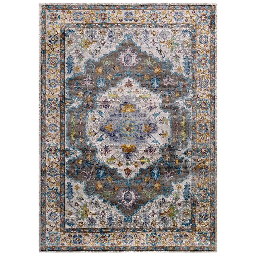 Success Anisah Distressed Floral Vintage Medallion 4x6 Area Rug by Modway