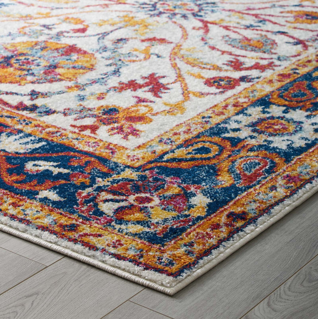 Entourage Samira Distressed Vintage Floral Vintage Medallion 8x10 Area Rug by Modway