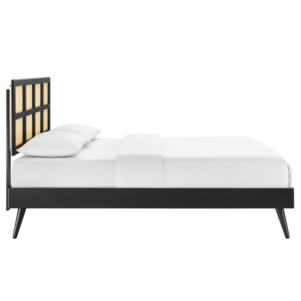 Sidney Cane and Wood Queen Platform Bed With Splayed Legs by Modway