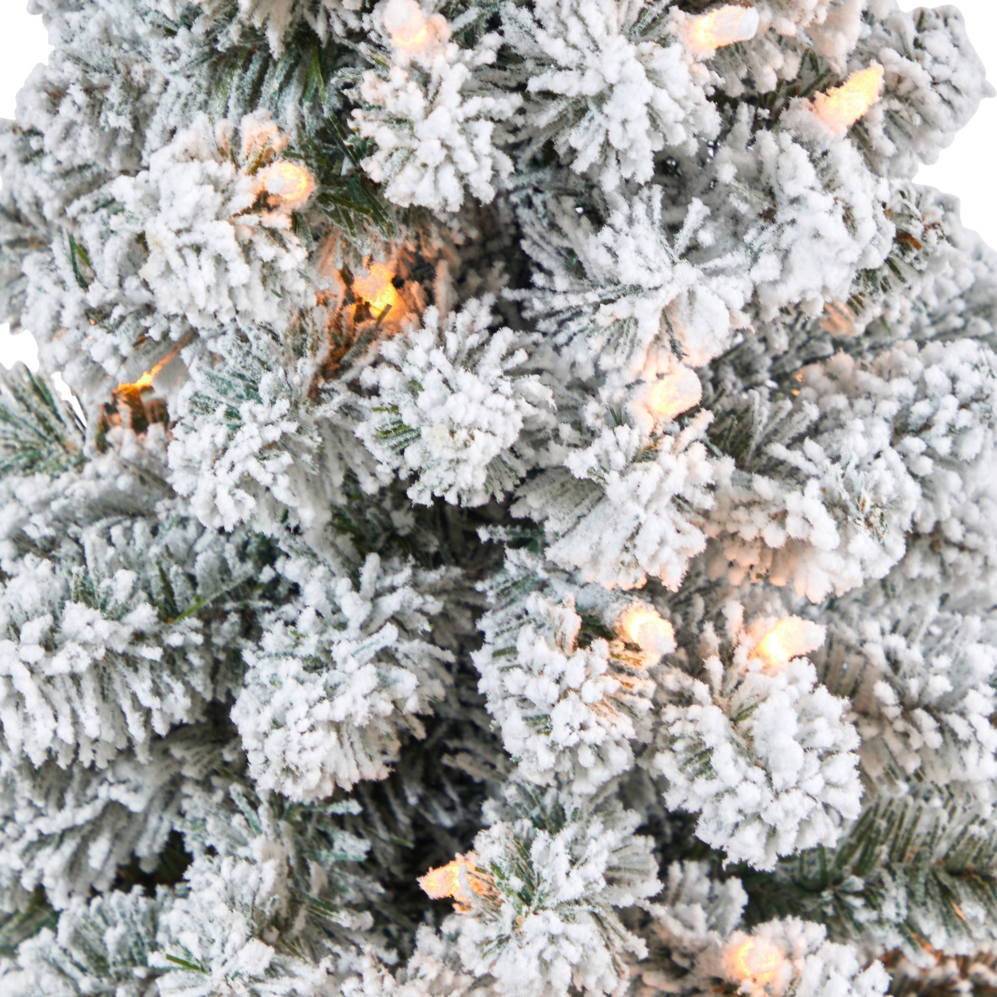 4.5' Flocked Pencil Artificial Christmas Tree w/ 100 Clear Lights & 216 Bendable