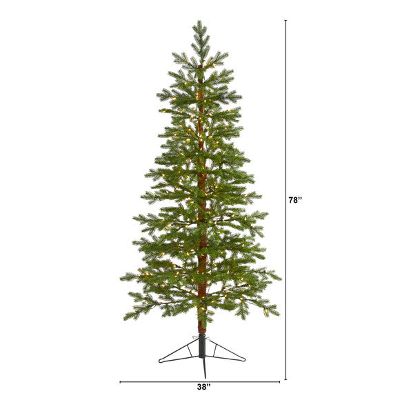 6.5' Fairbanks Fir Artificial Christmas Tree w/250 Clear Warm LED Lights
