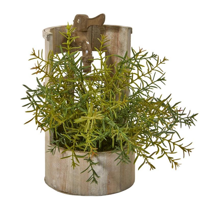 12"  Rosemary Artificial Plant in Faucet Planter