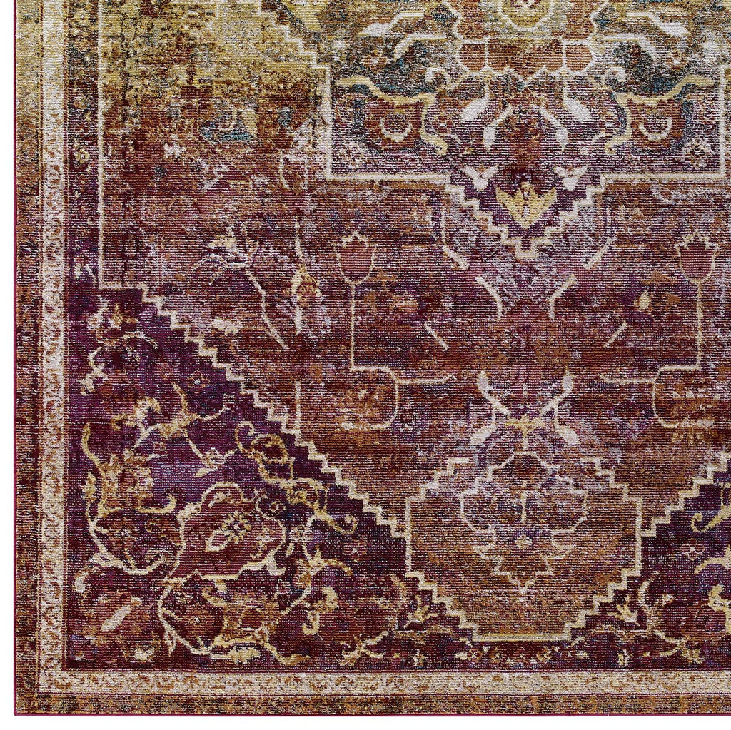 Success Kaede Transitional Distressed Vintage Floral Vintage Medallion 4x6 Area Rug by Modway