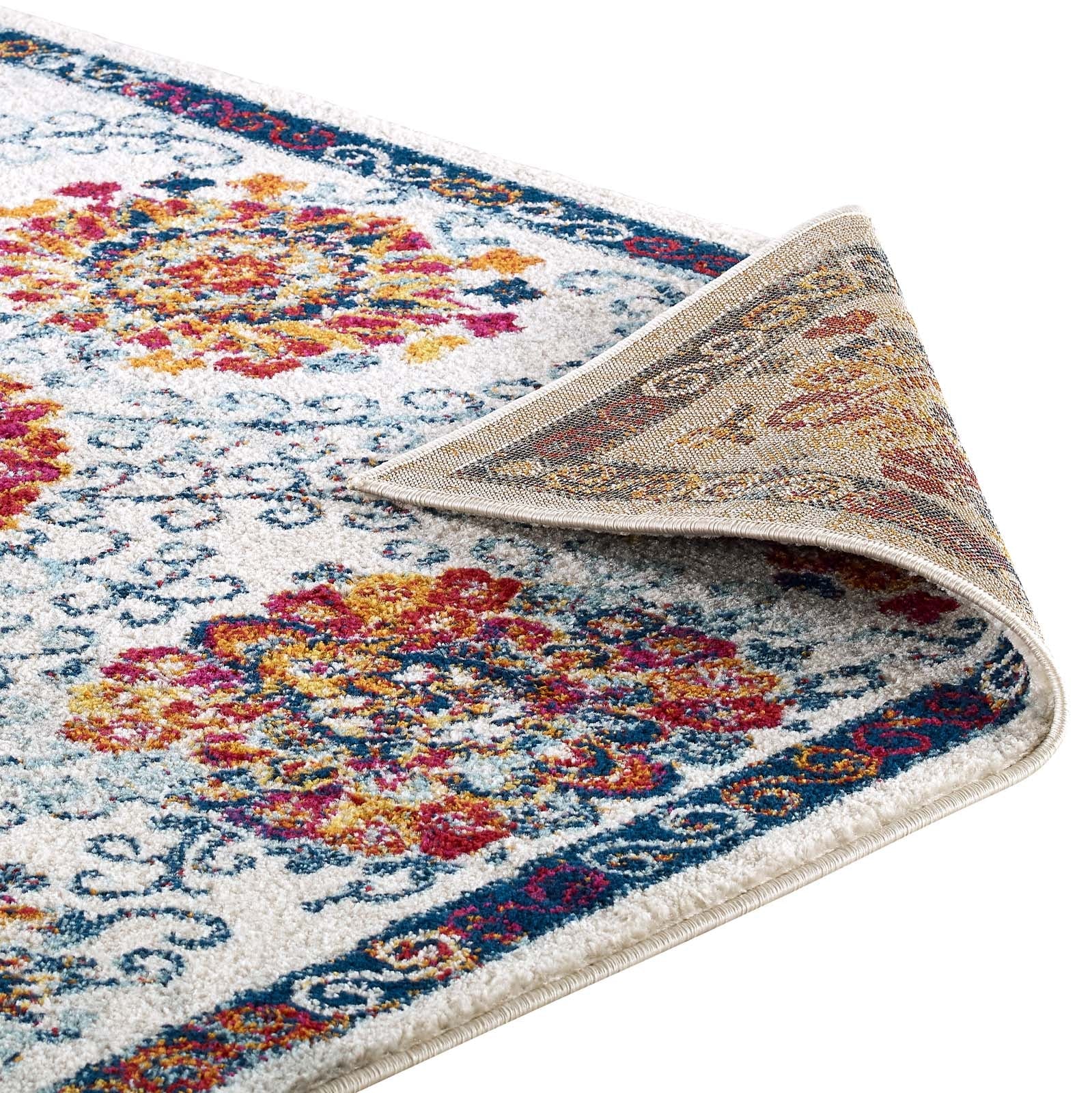 Entourage Kensie Distressed Floral Moroccan Trellis 5x8 Area Rug by Modway