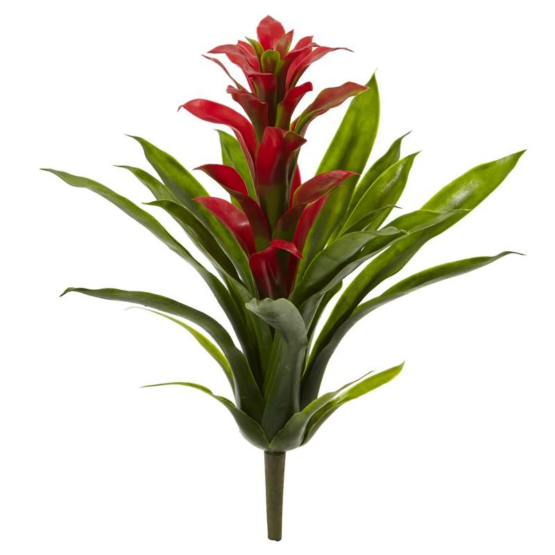 15"  Bromeliad Artificial Flower (Set of 4)