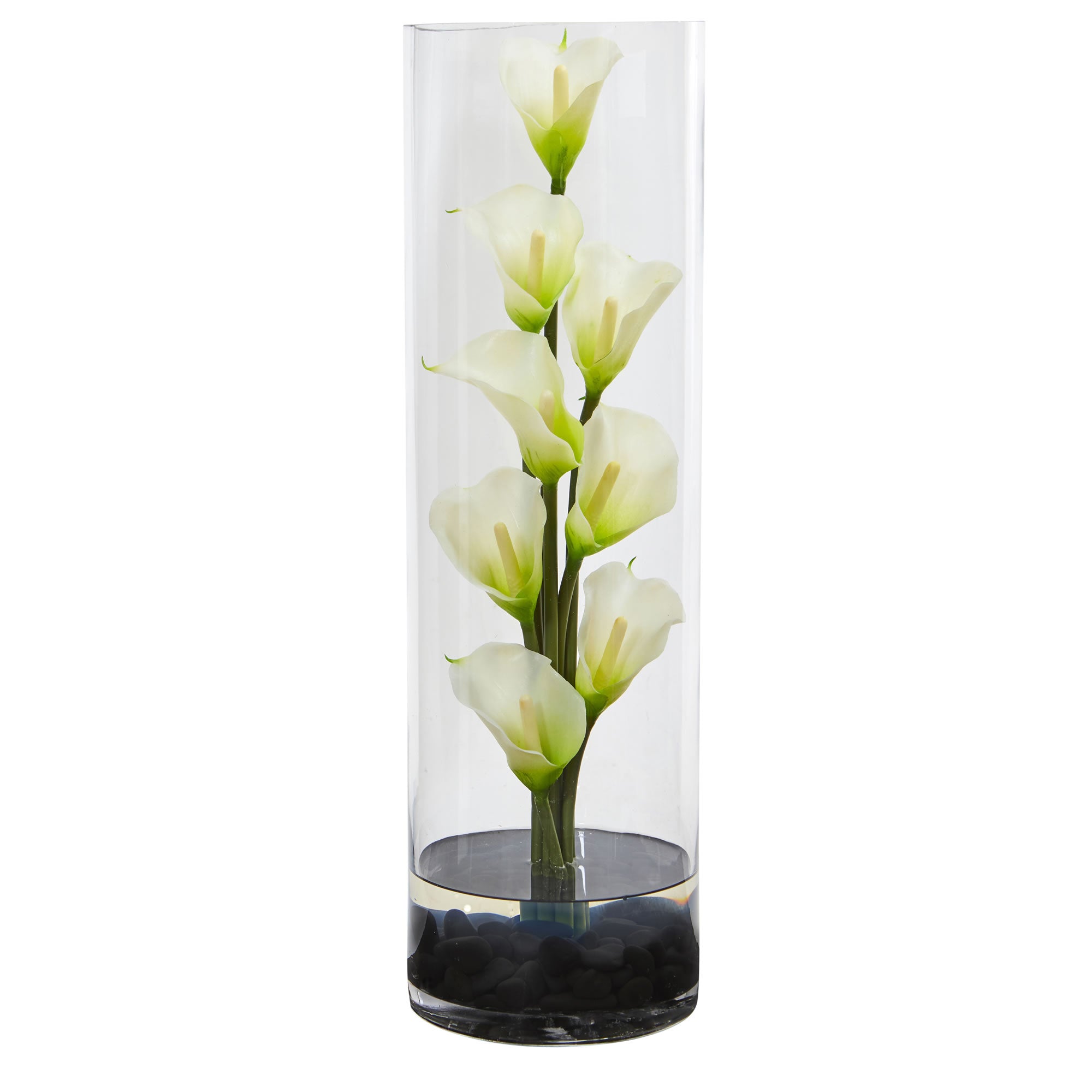 20" Calla Lily Artificial Arrangement in Cylinder Glass