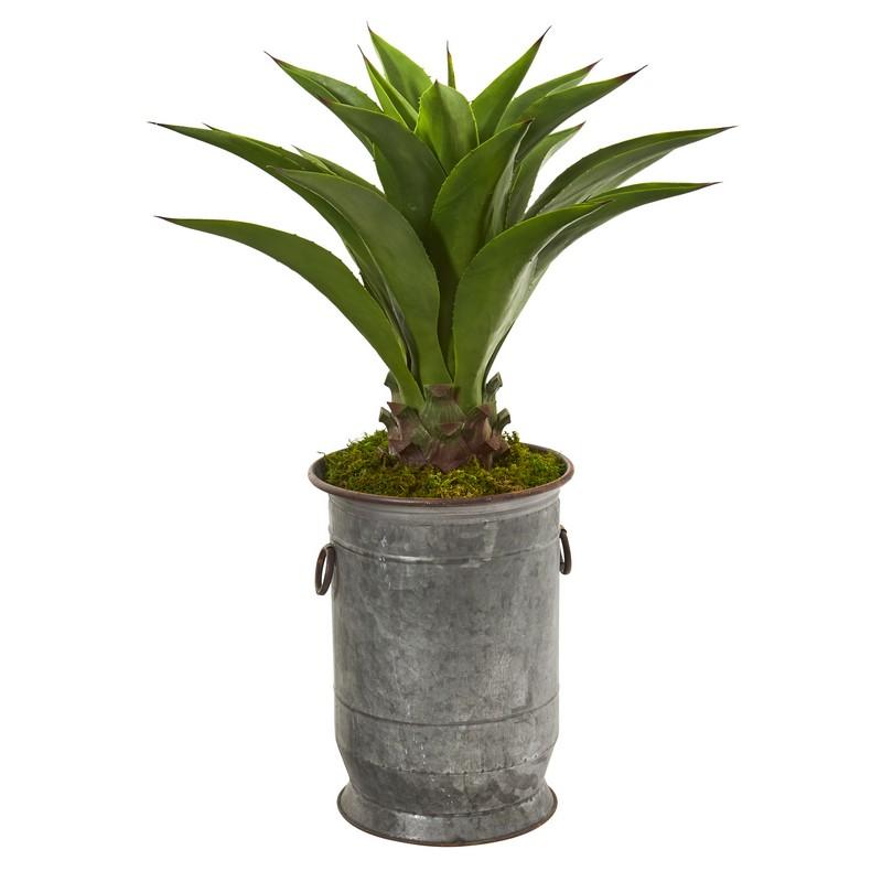 39"  Agave Artificial Plant in Metal Planter