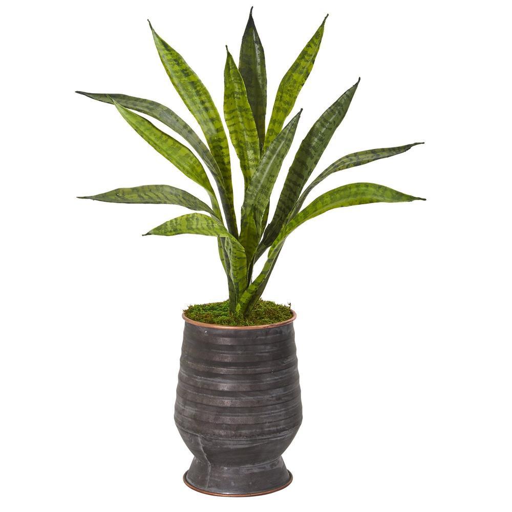 24"  Sansevieria Artificial Plant in Decorative Planter