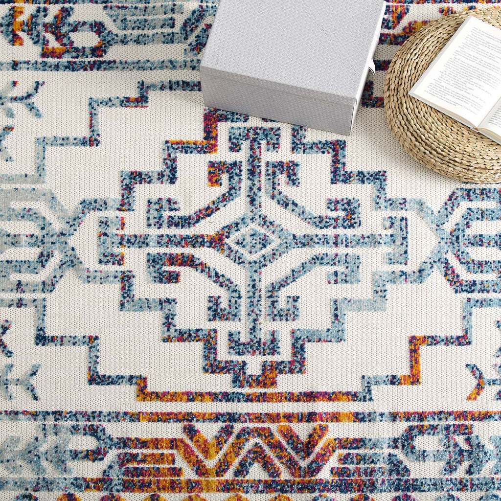 Reflect Nyssa Distressed Geometric Southwestern Aztec 5x8 Indoor/Outdoor Area Rug by Modway