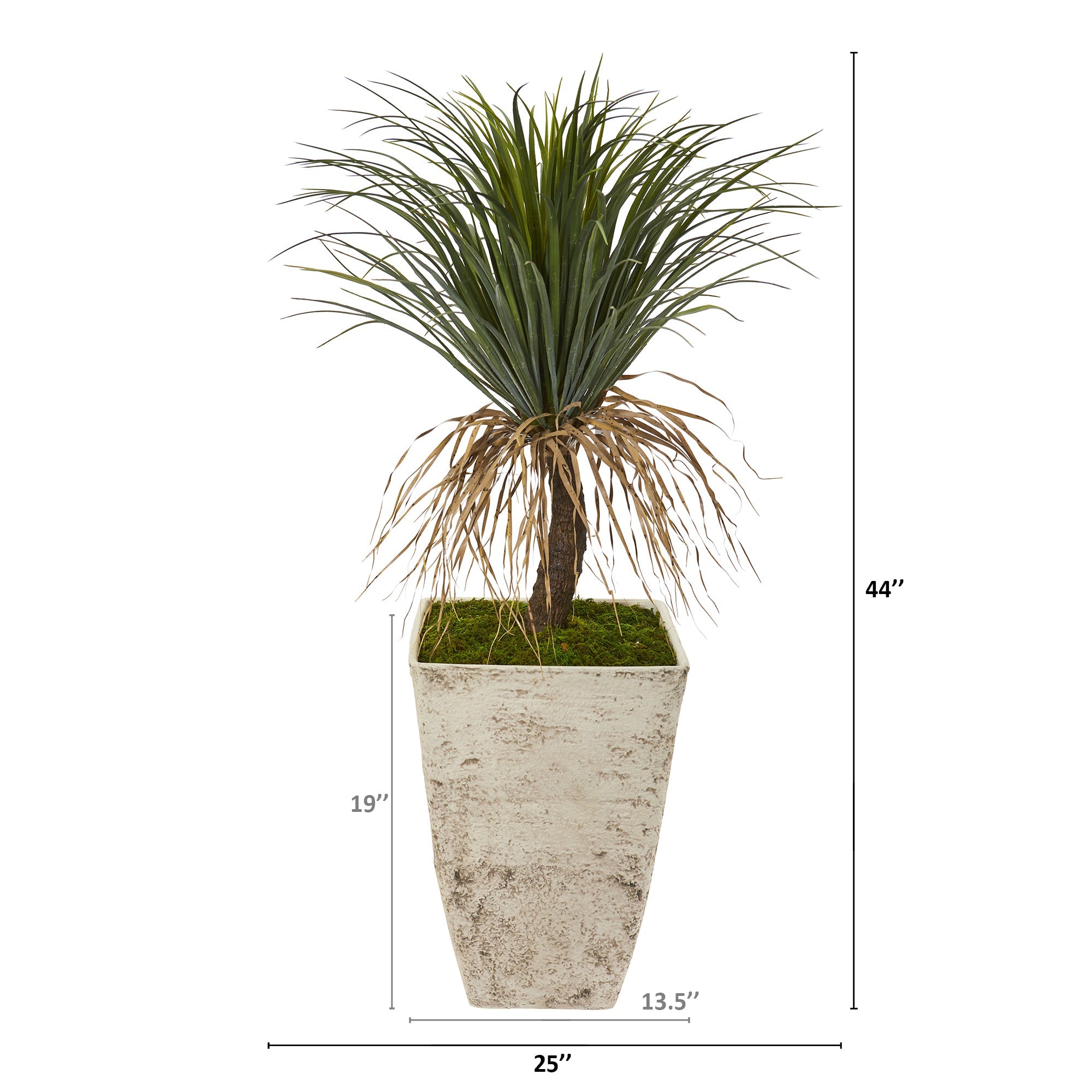44" Pony Tail Palm Artificial Plant in Country White Planter