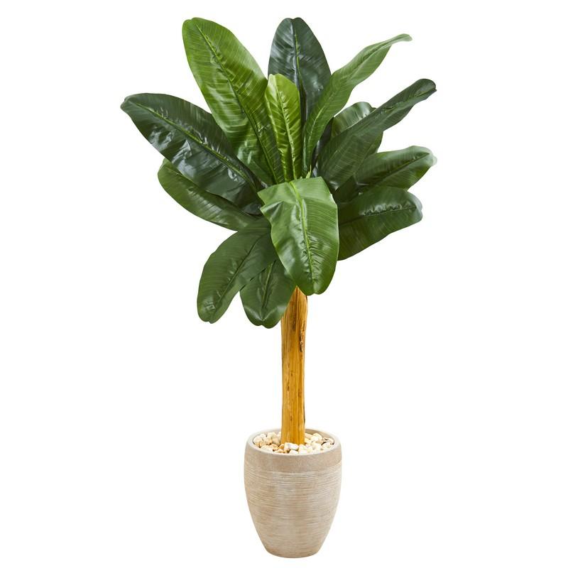 58"  Banana Artificial Tree in Sand Colored Planter