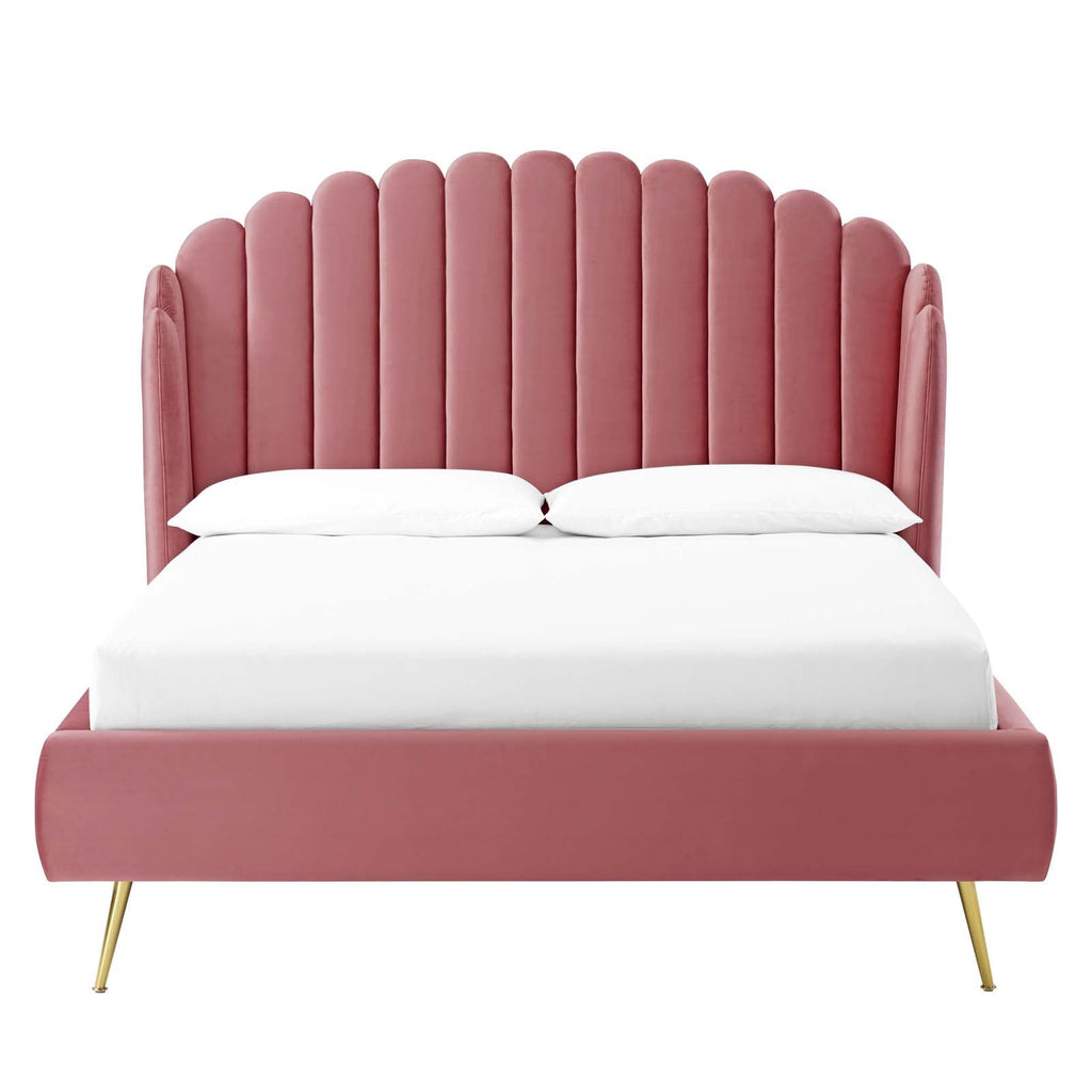 Lana Performance Velvet Queen Wingback Platform Bed by Modway