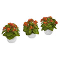8"  Kalanchoe Artificial Plant in White Vase (Set of 3)