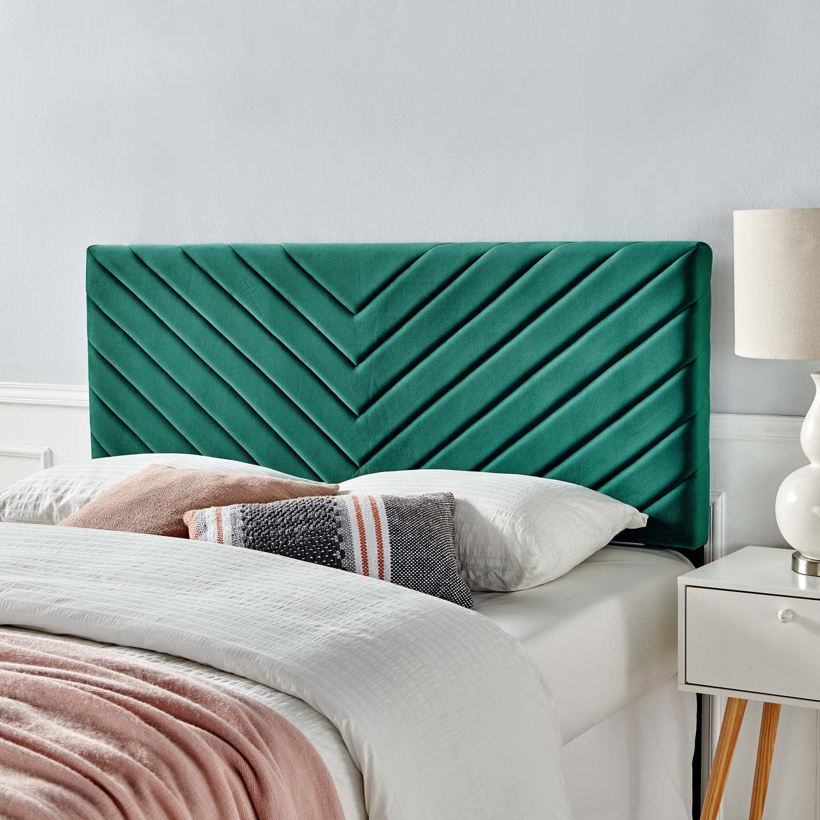 Alyson Angular Channel Tufted Performance Velvet Twin Headboard by Modway