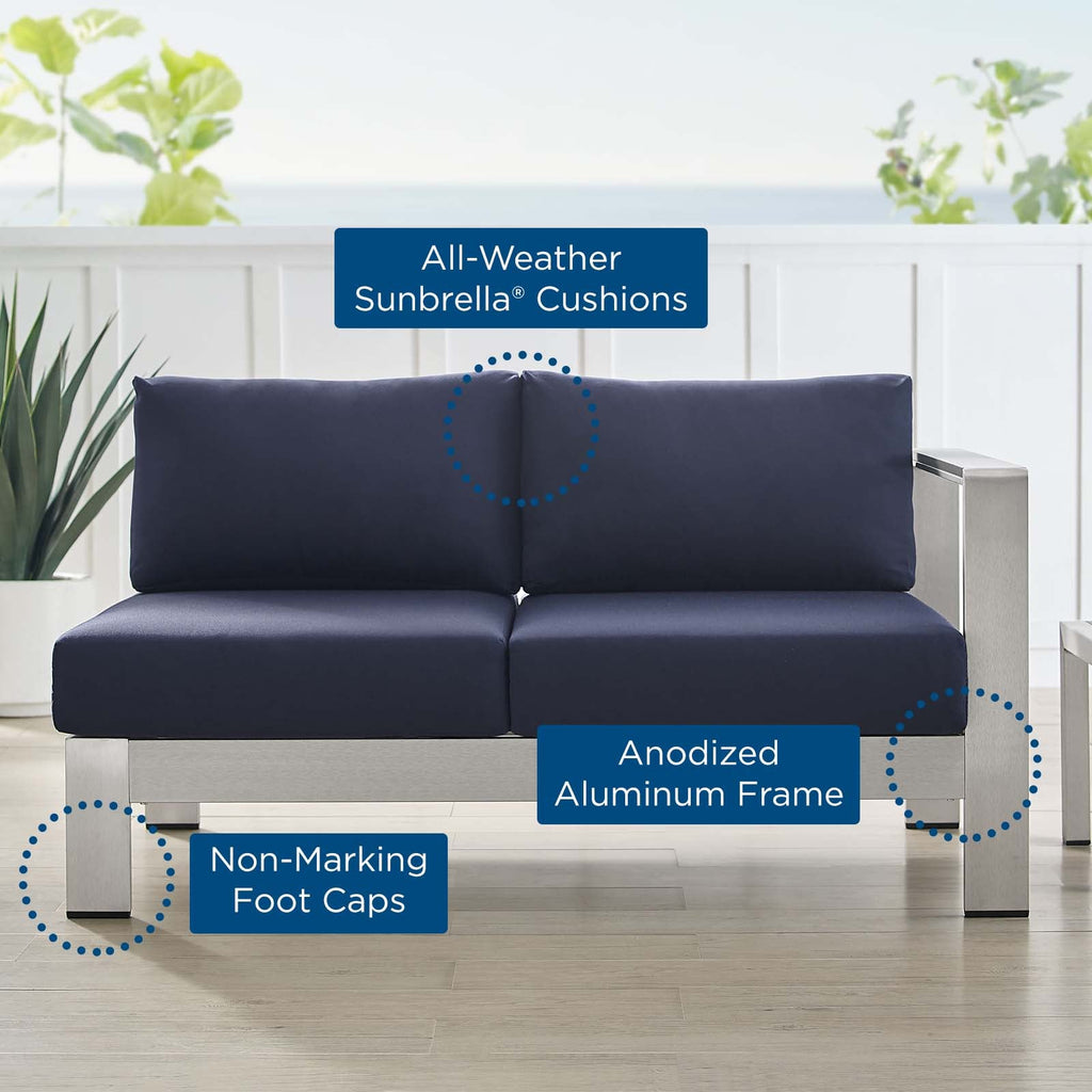Shore Sunbrella¨ Fabric Aluminum Outdoor Patio Right-Arm Loveseat by Modway