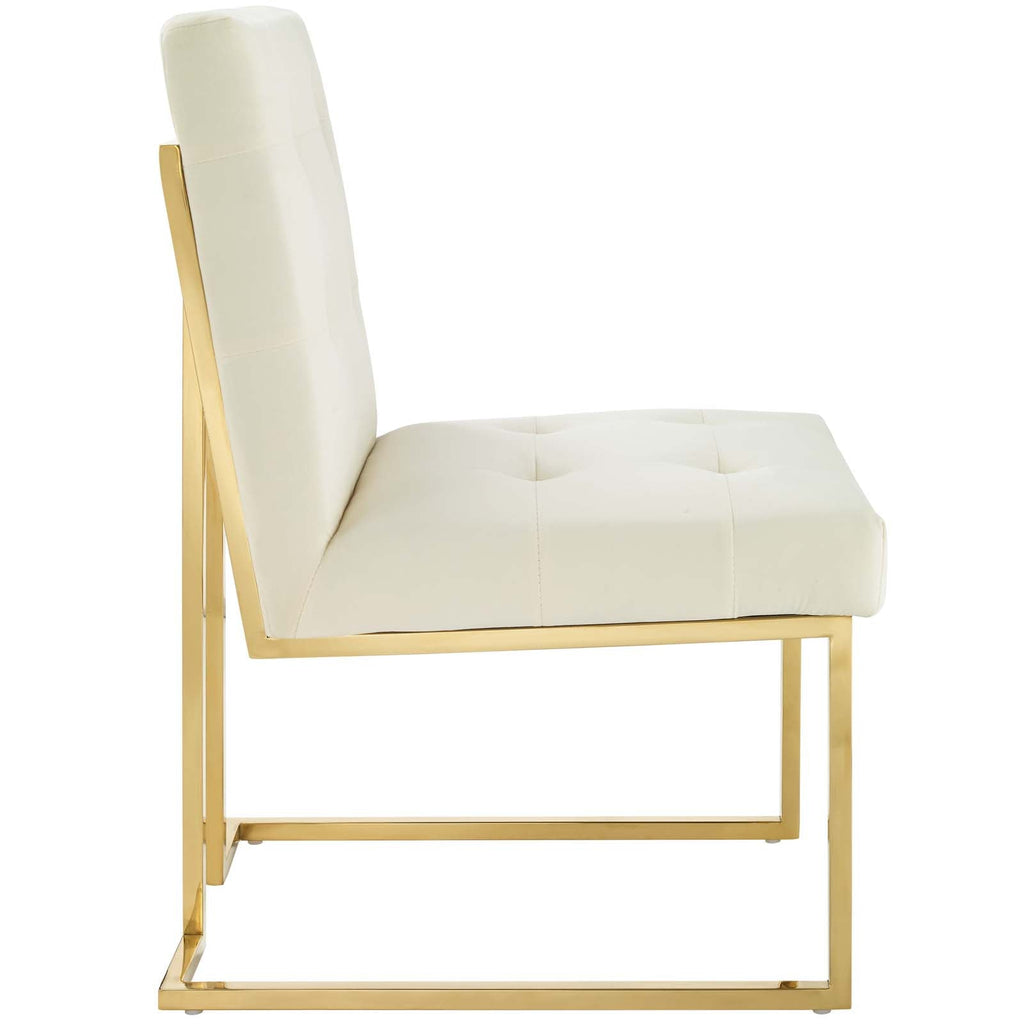 Privy Gold Stainless Steel Performance Velvet Dining Chair by Modway