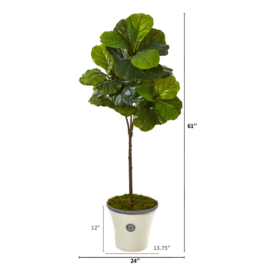 61"  Fiddle Leaf Artificial Tree in Planter (Real Touch)