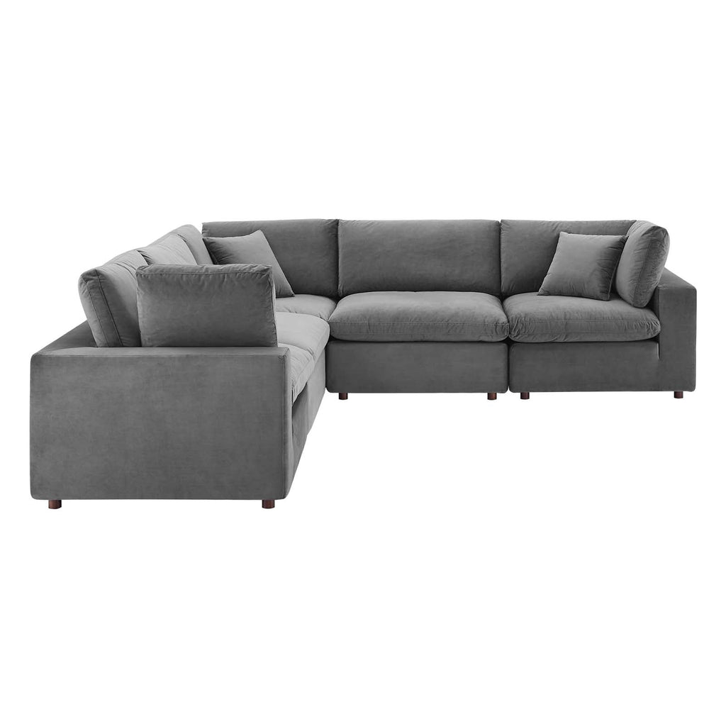 Commix 5-Piece Down Filled Overstuffed Performance Velvet Sectional Sofa by Modway