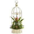 19"  Bromeliad & Succulent Artificial Arrangement in Bird Cage
