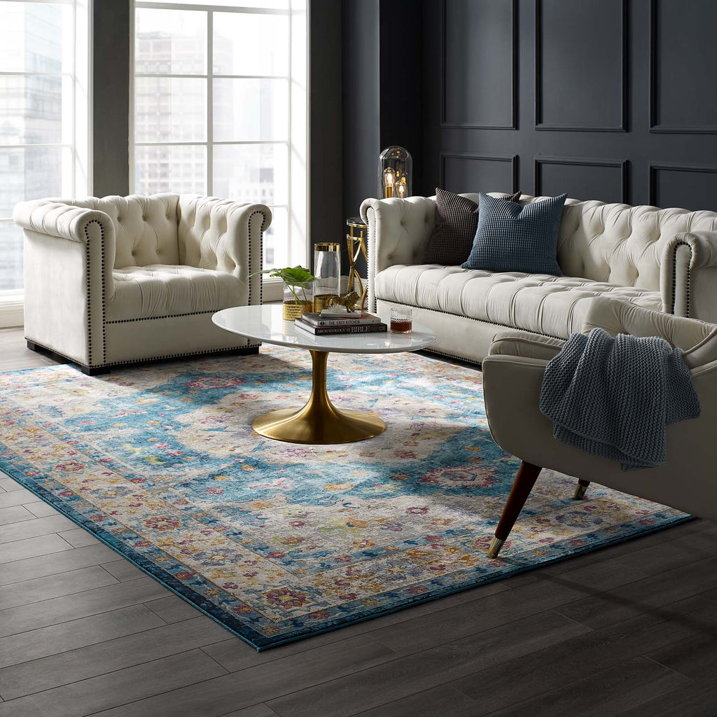Success Anisah Distressed Floral Vintage Medallion 8x10 Area Rug by Modway