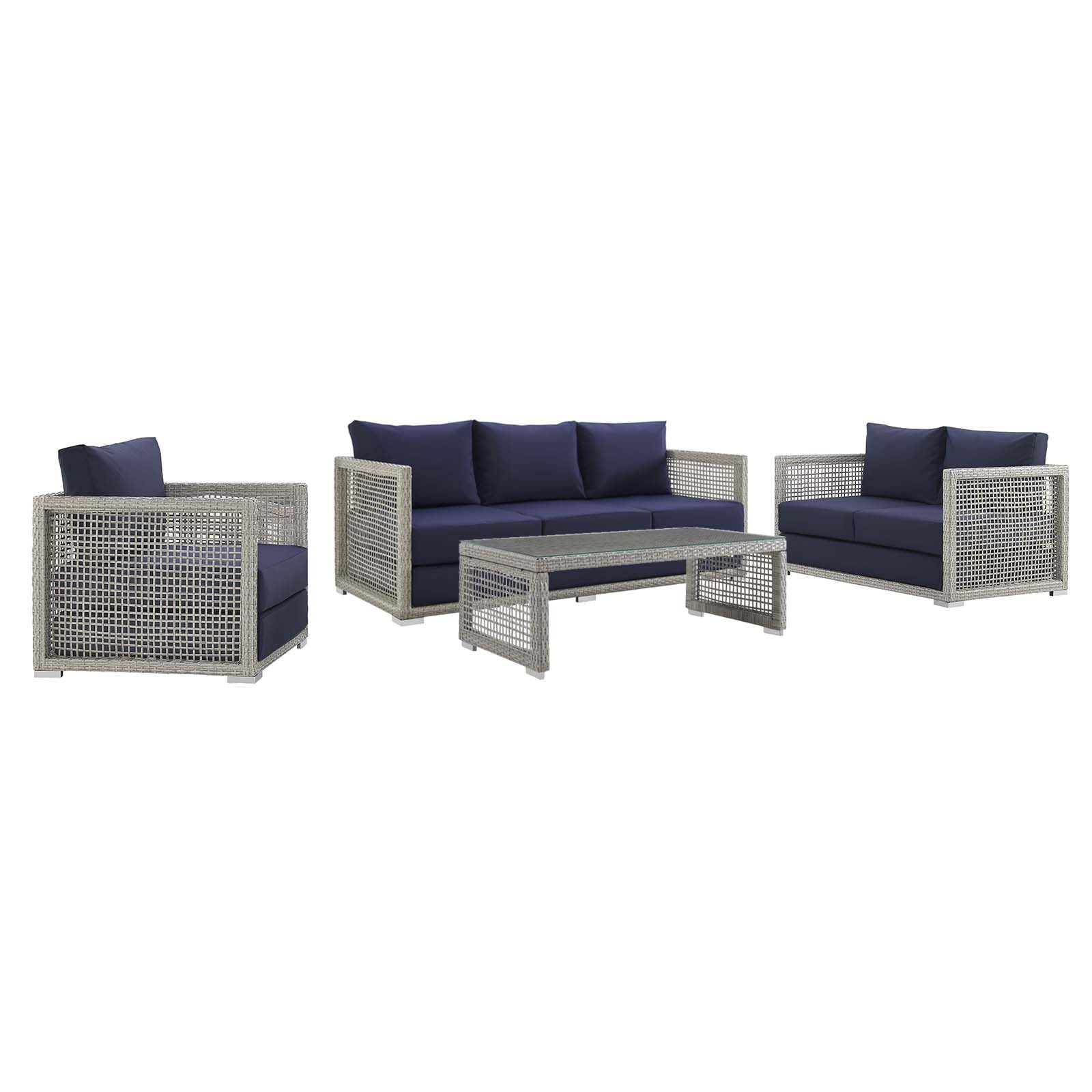 Aura 4 Piece Outdoor Patio Wicker Rattan Set by Modway