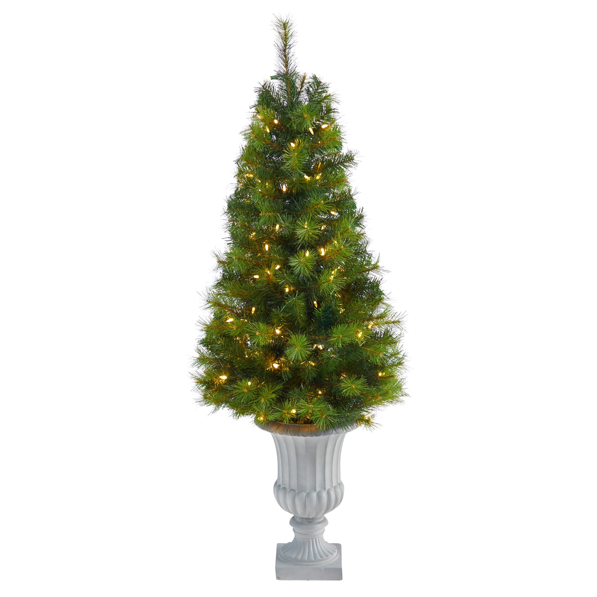 4.5' Green Valley Pine Artificial Christmas Tree w/ 100 Warm White LED Lights