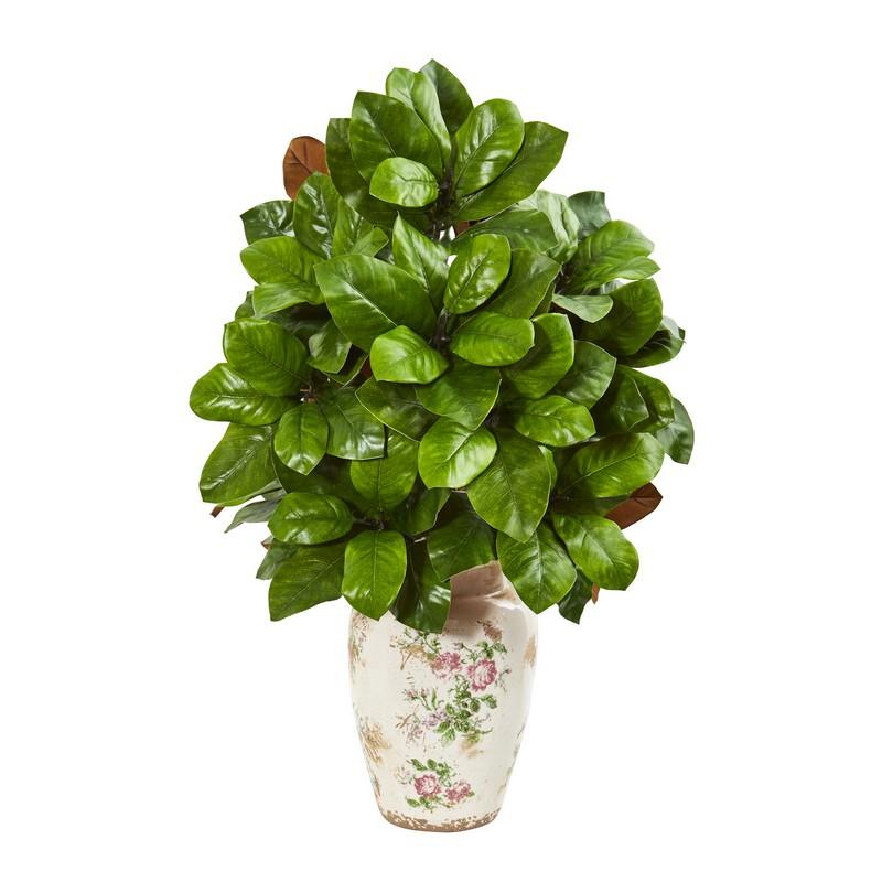 30"  Magnolia Leaf Artificial Plant in Floral Urn