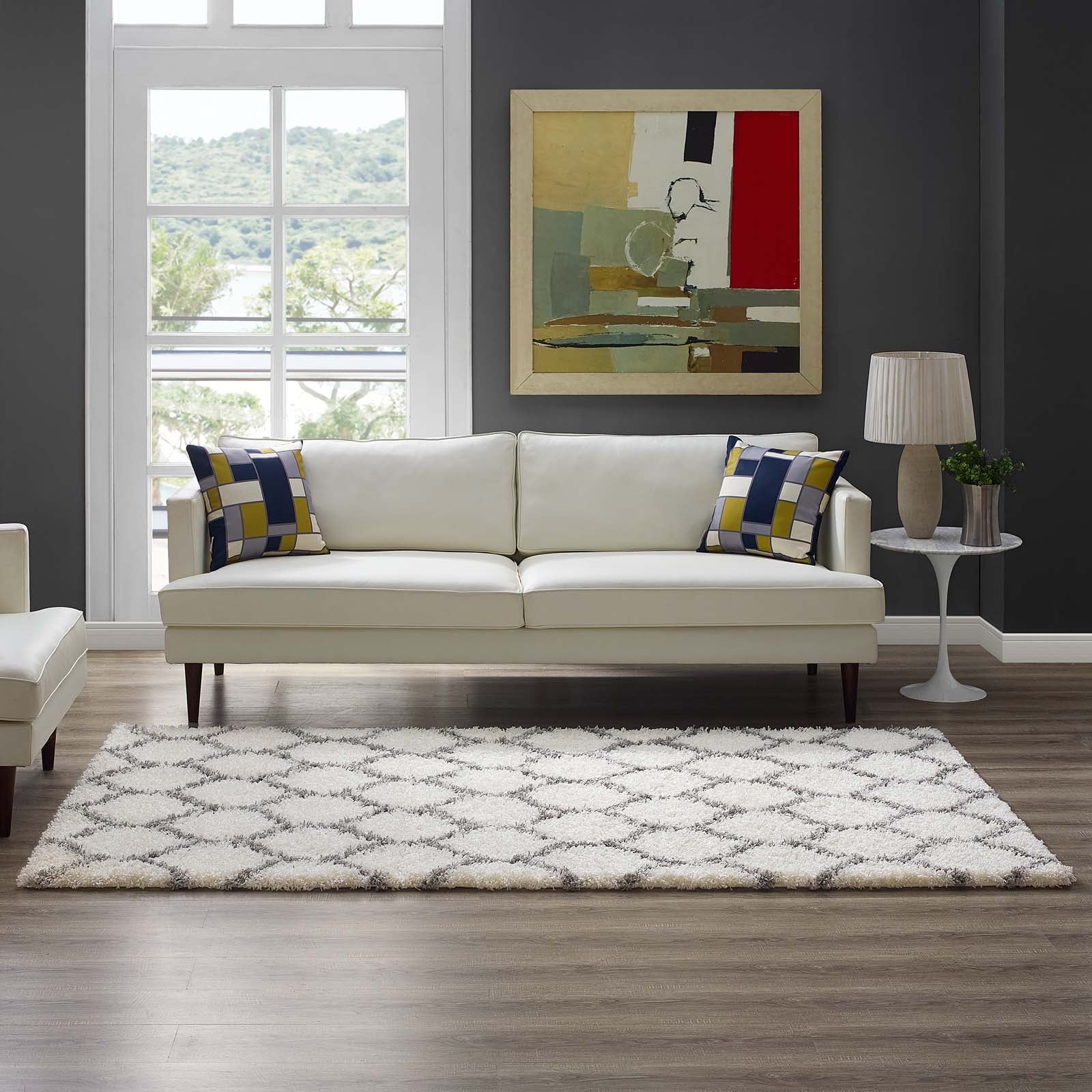 Solvea Moroccan Trellis 5x8 Shag Area Rug by Modway