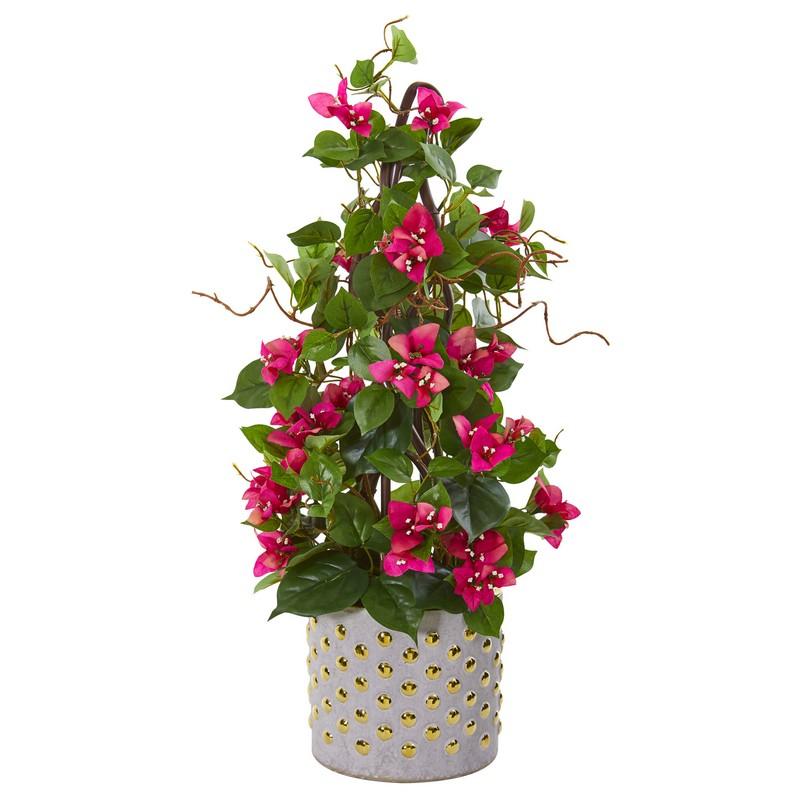 25"  Bougainvillea Artificial Climbing Plant in Designer Vase