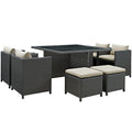Sojourn 9 Piece Outdoor Patio Sunbrella¨ Dining Set by Modway