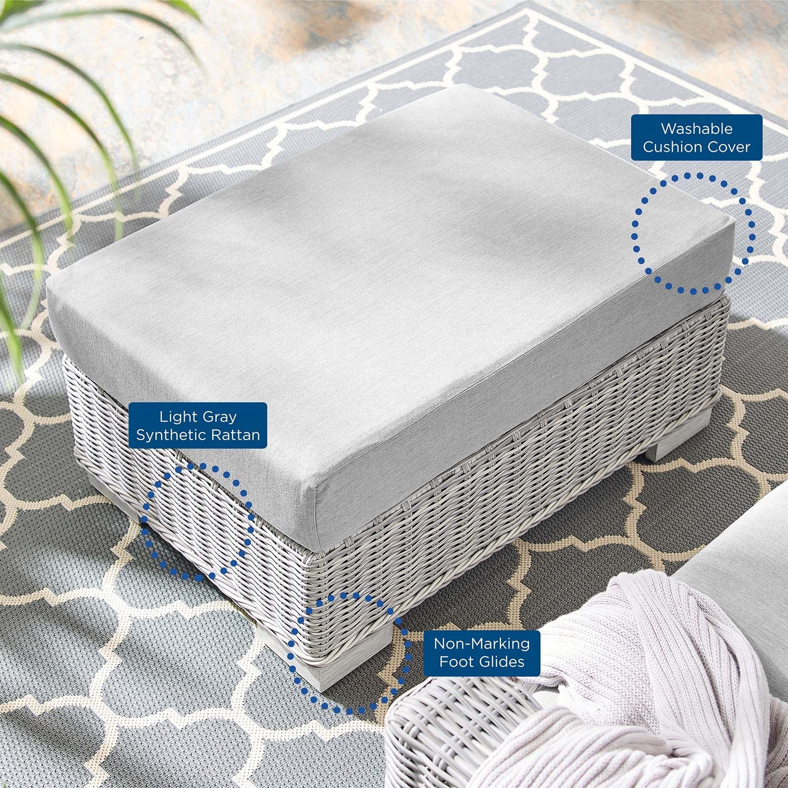 Conway Sunbrella¨ Outdoor Patio Wicker Rattan Ottoman by Modway