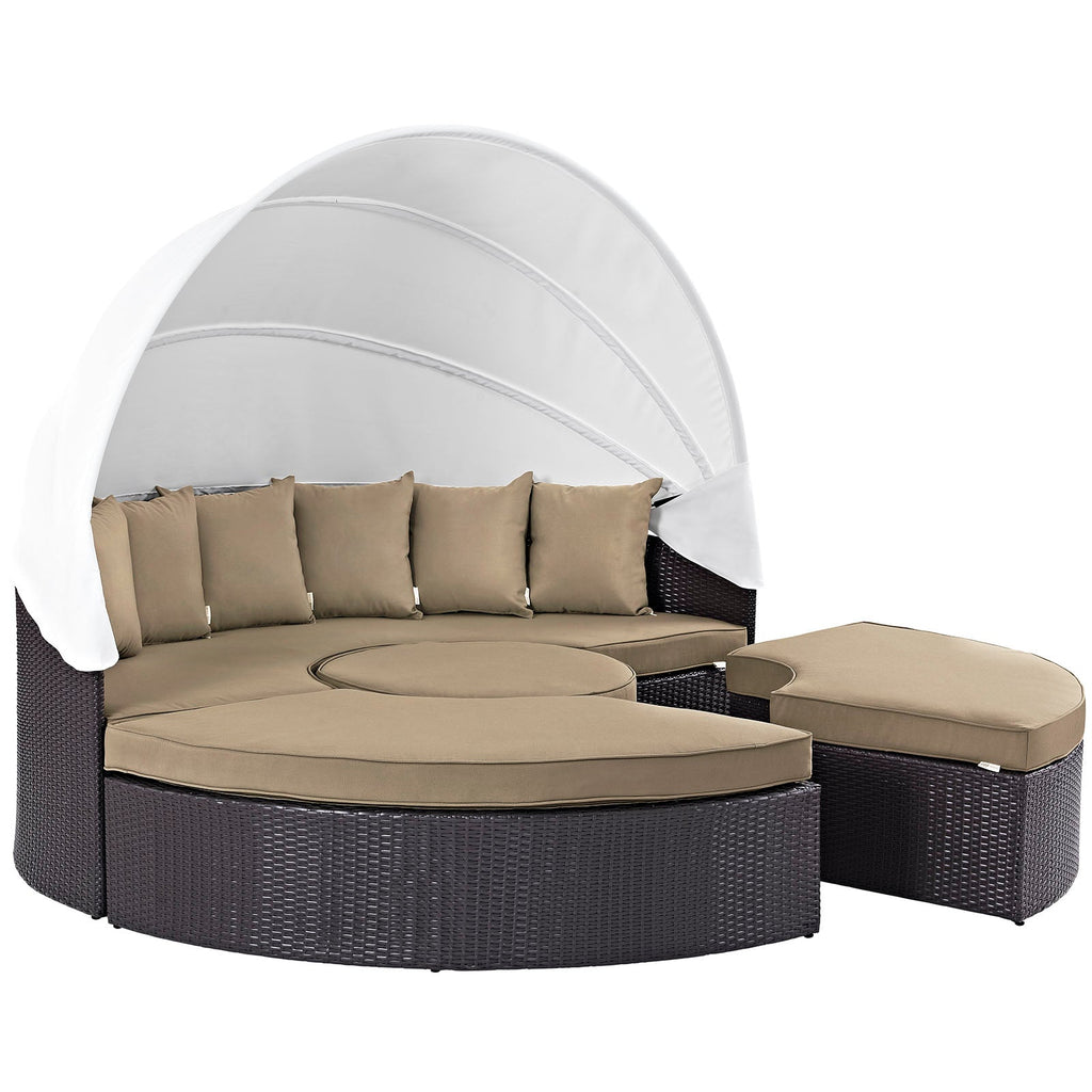Quest Outdoor Patio Wicker Rattan Canopy Sectional Daybed by Modway