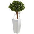 45' Ficus Artificial Tree in White Tower Planter