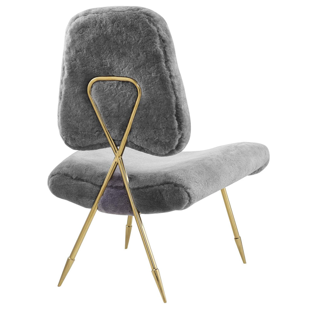 Ponder Upholstered Sheepskin Fur Lounge Chair by Modway