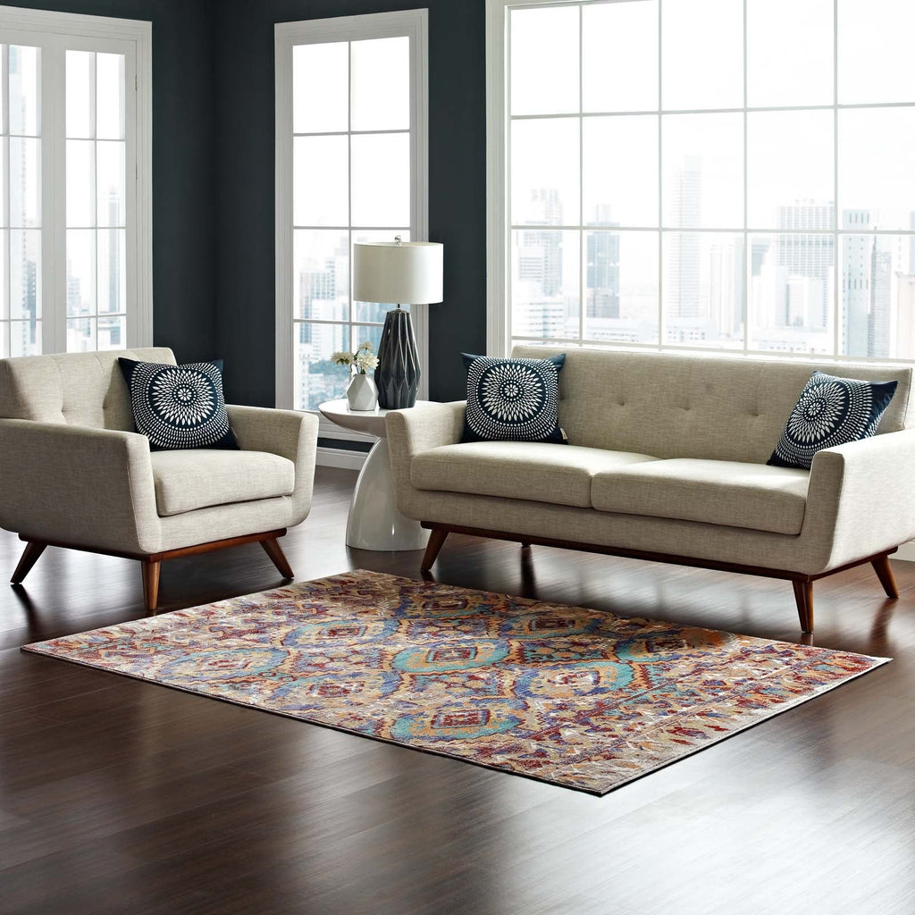 Centehua Distressed Southwestern Aztec 8x10 Area Rug by Modway