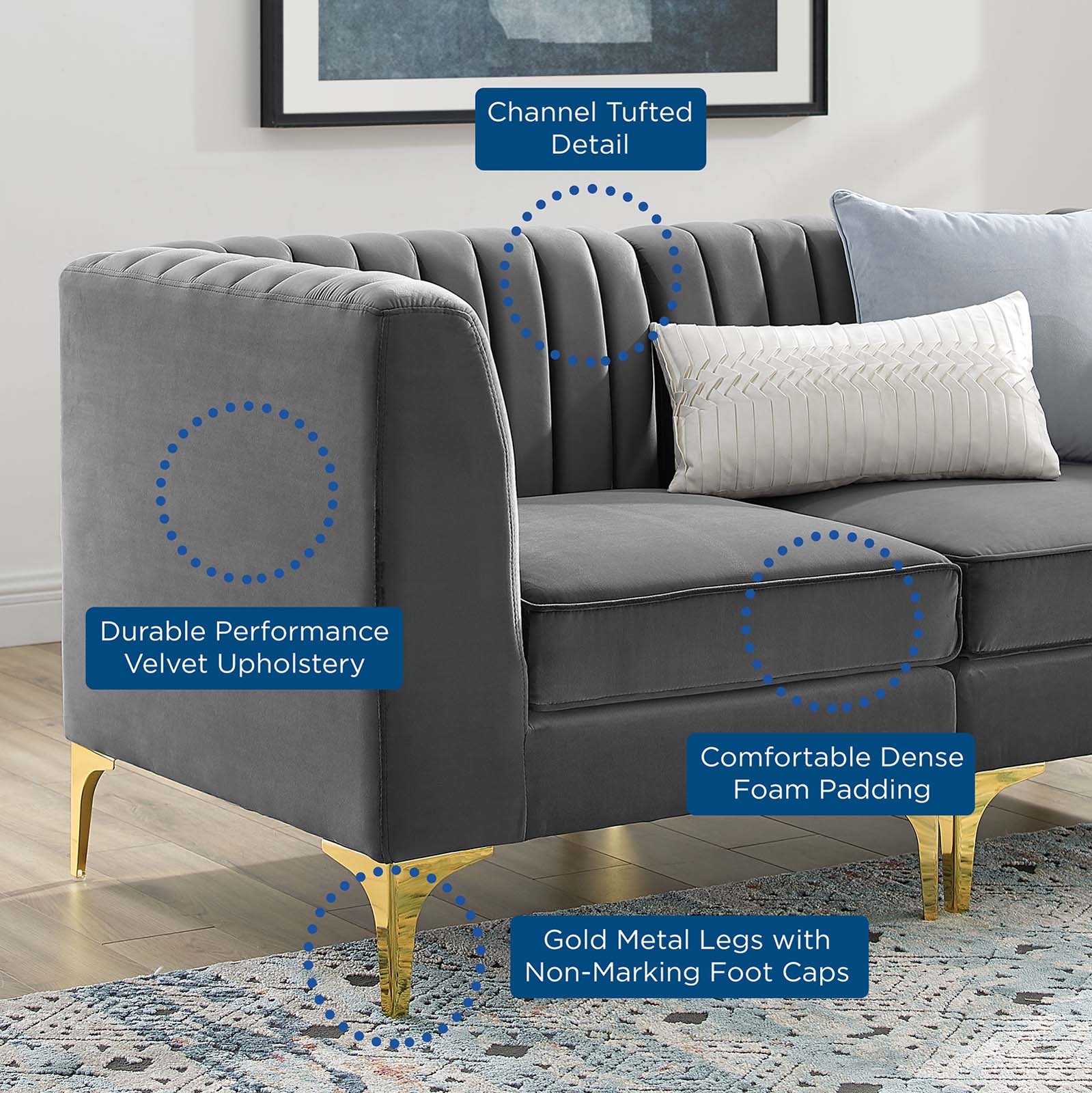 Triumph Channel Tufted Performance Velvet Loveseat by Modway