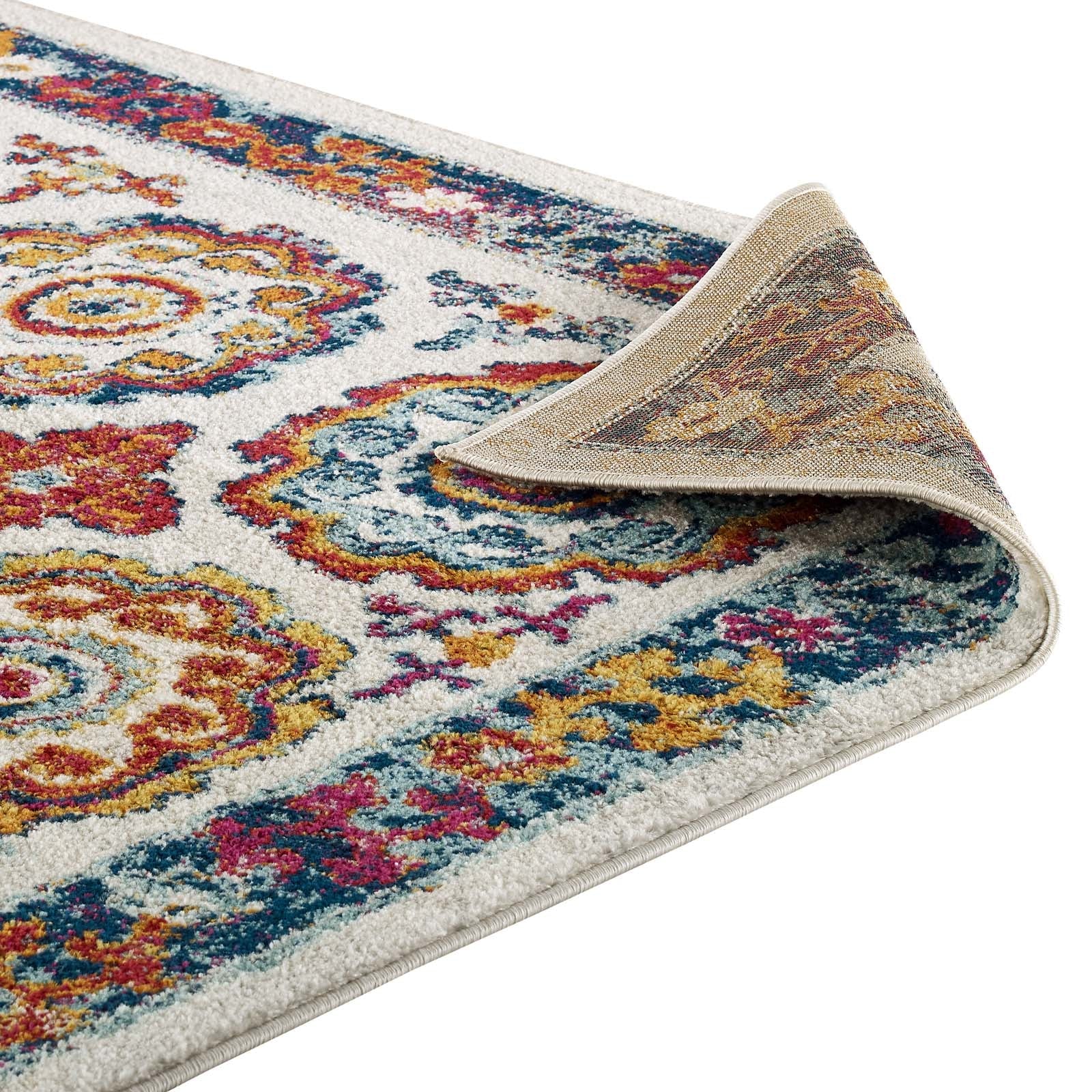 Entourage Odile Distressed Floral Moroccan Trellis 5x8 Area Rug by Modway