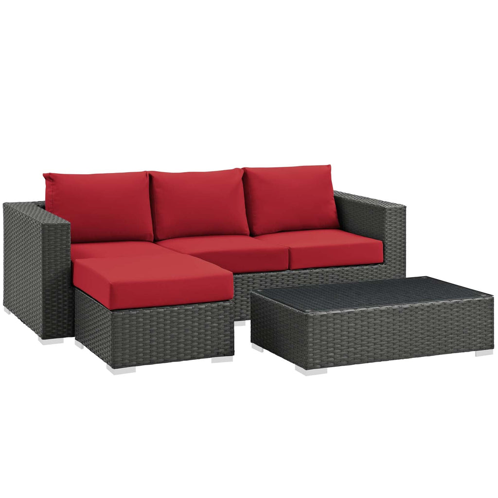 Sojourn 3 Piece Outdoor Patio Sunbrella¨ Sectional Set by Modway