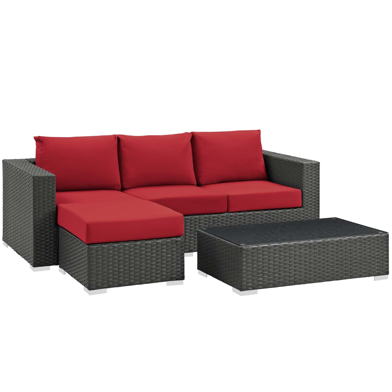 Sojourn 3 Piece Outdoor Patio Sunbrella¨ Sectional Set by Modway