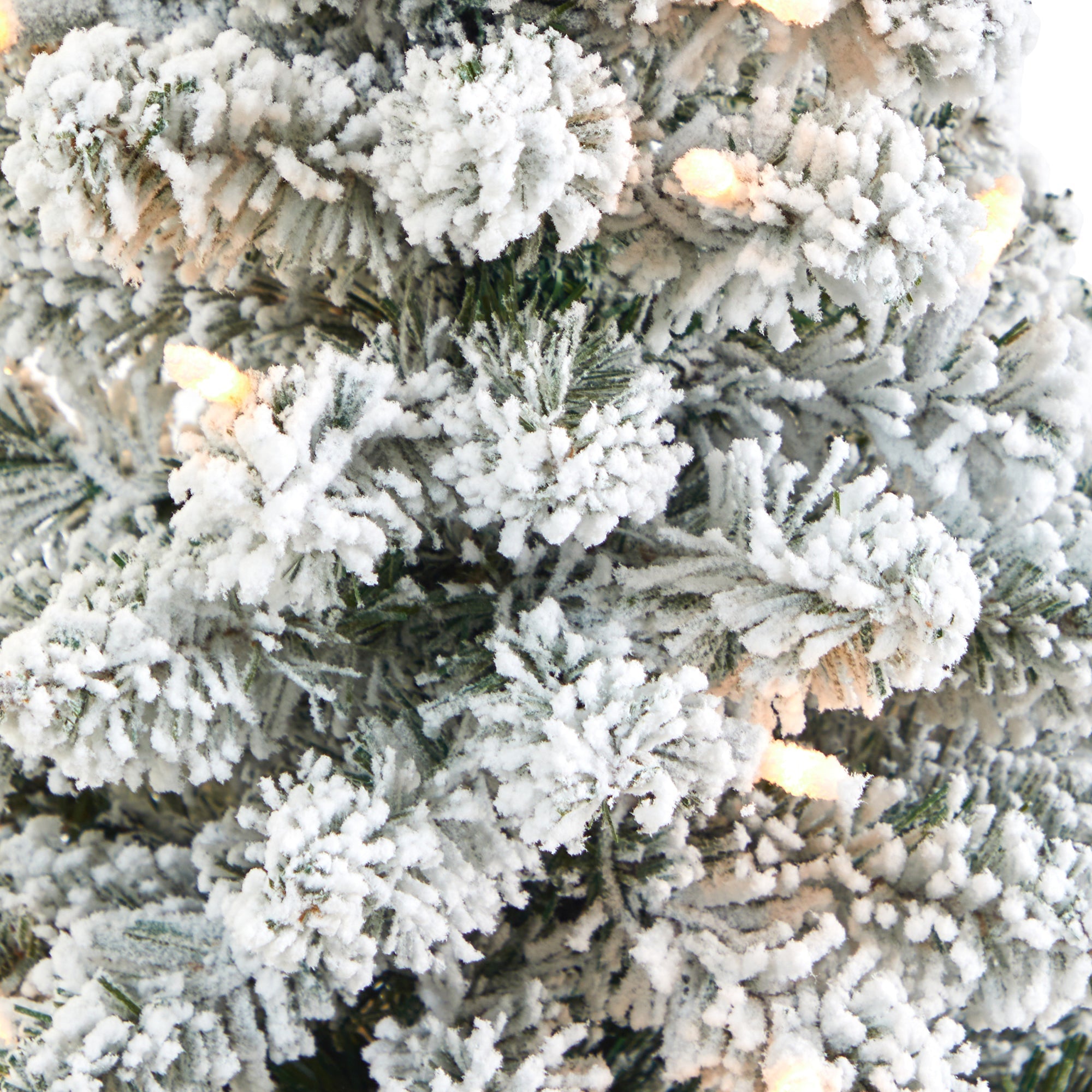 3' Flocked Pencil Artificial Christmas Tree w/ 50 Clear Lights & 132 Bendable