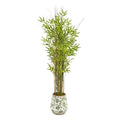 64"  Grass Artificial Bamboo Plant in Floral Print Planter