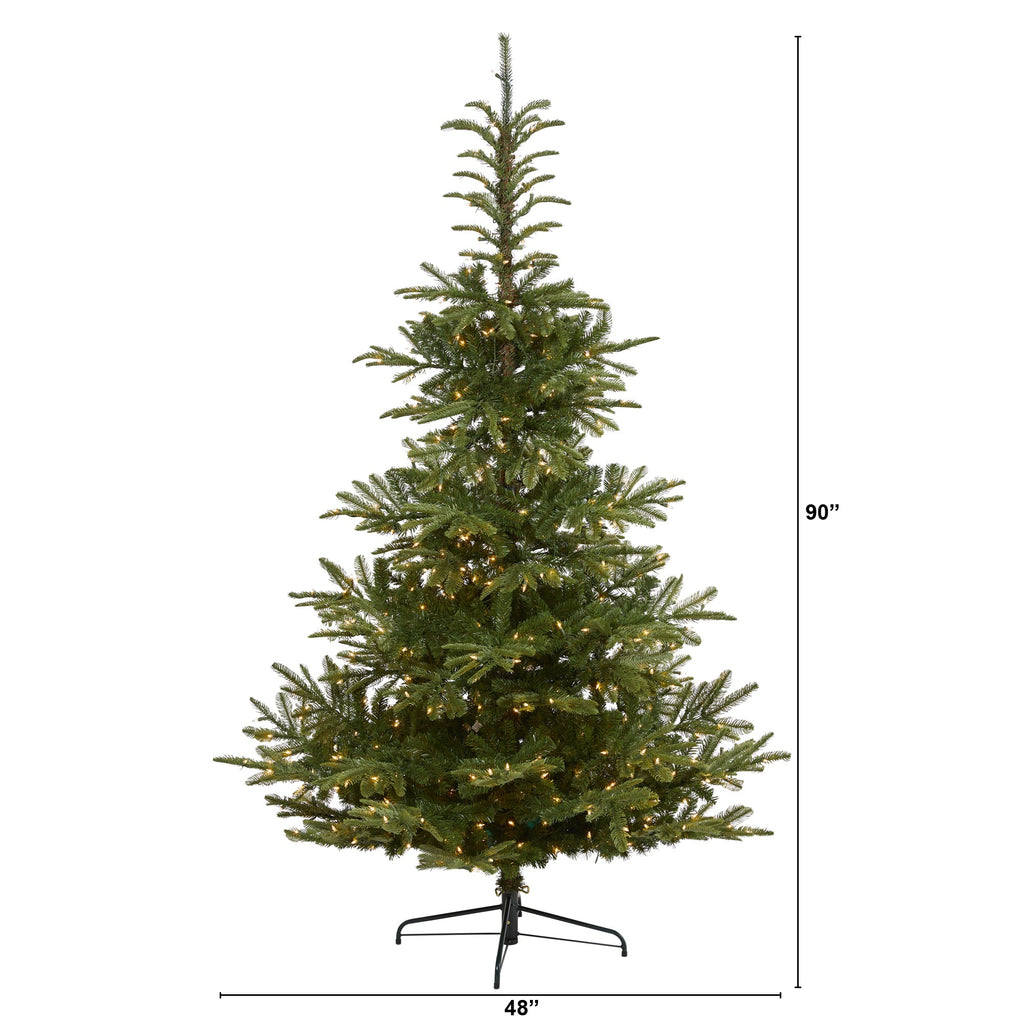 7.5' Layered Washington Spruce Artificial Christmas Tree w 550 Clear LED Lights