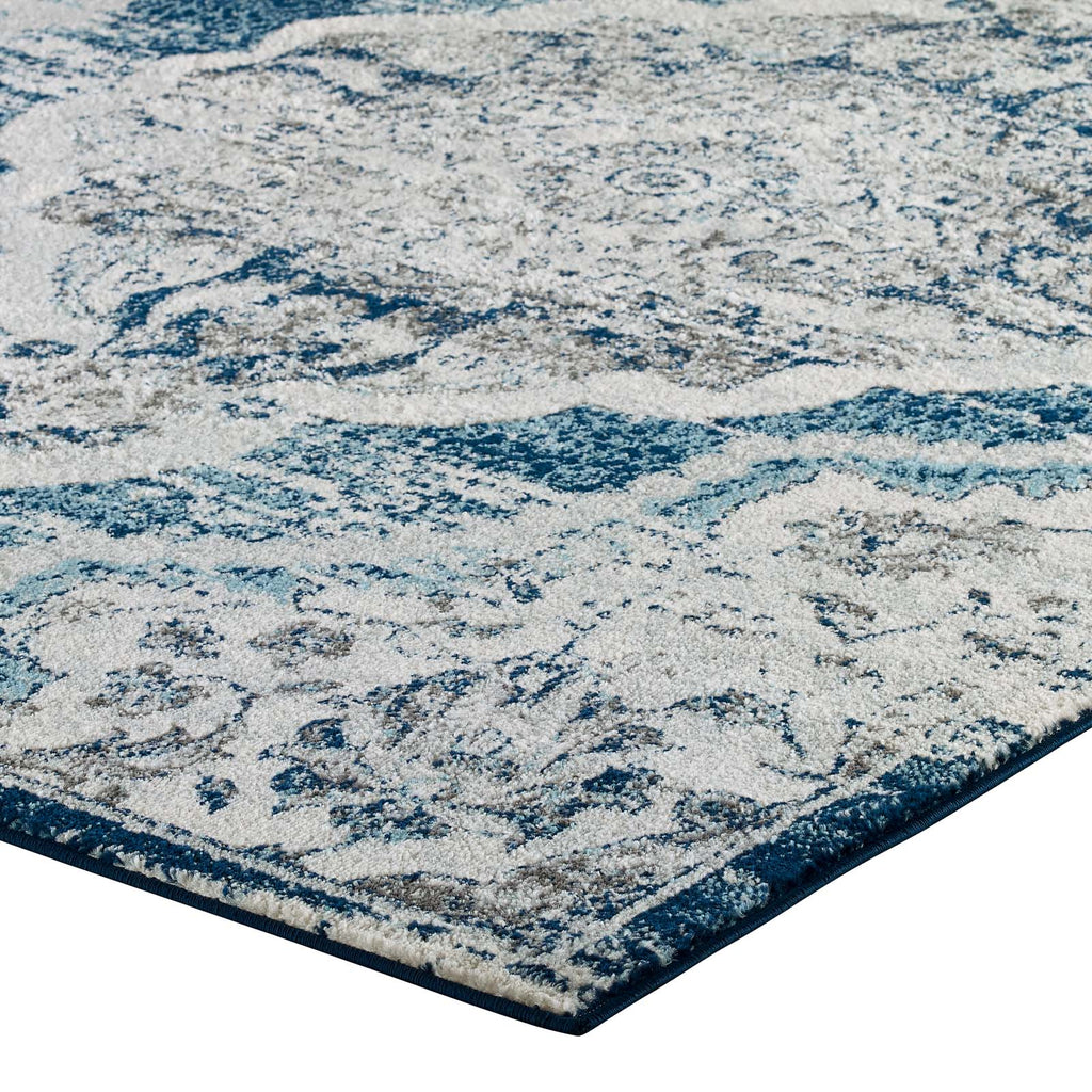 Entourage Malia Distressed Vintage Floral Vintage Medallion 8x10 Area Rug by Modway