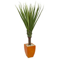 5.5' Spiky Agave Artificial Plant in Orange Planter