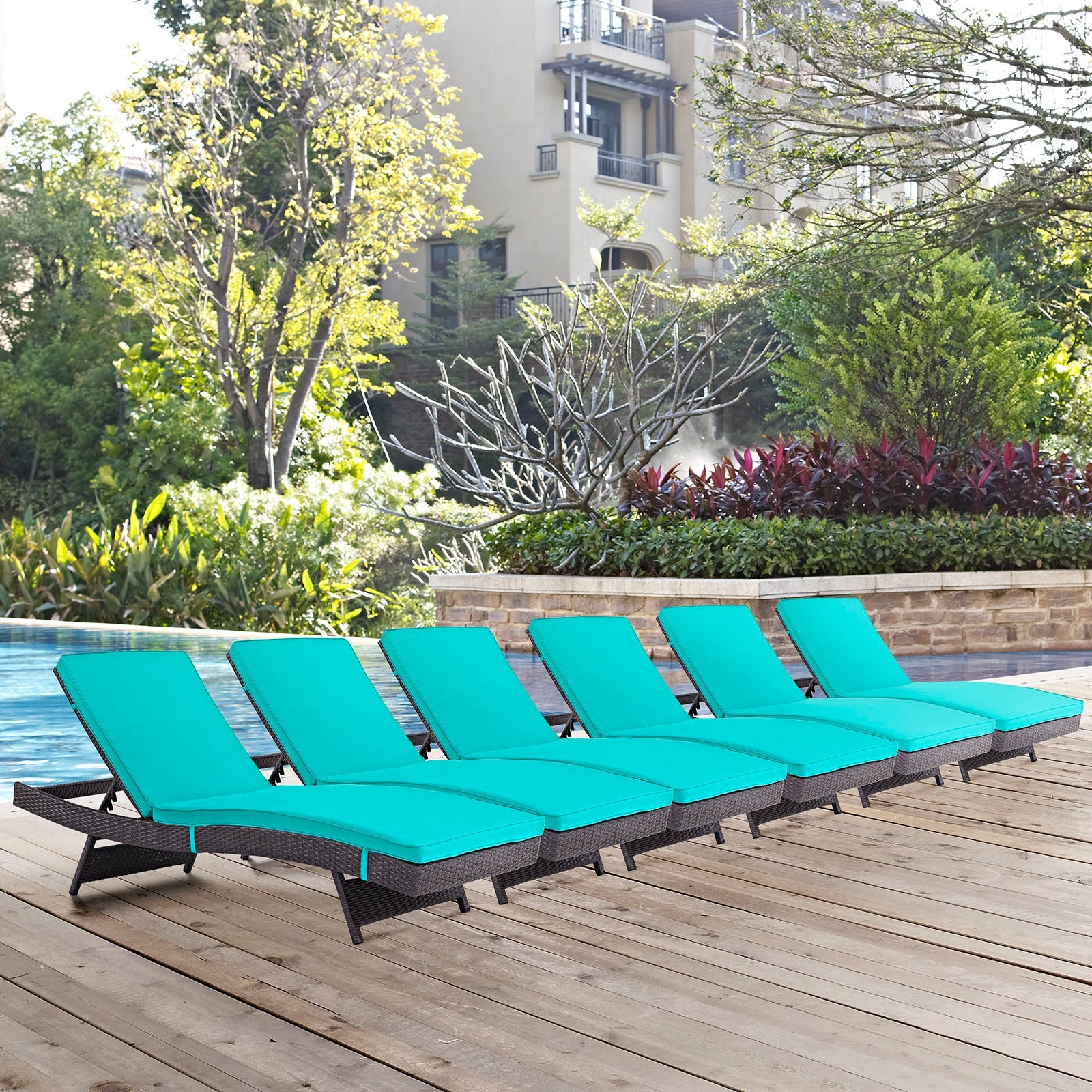 Convene Outdoor Patio Chaise Set of 6 by Modway